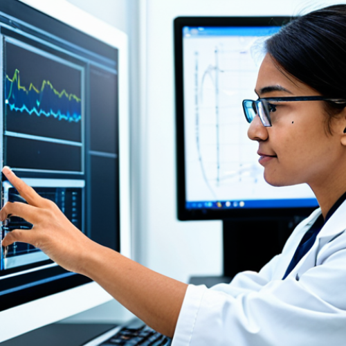 Home 8 A professional chemical engineer, a person of diverse background, dressed in a modest lab coat over appropriate business casual attire, working diligently in a state-of-the-art chemical engineering research facility. They are engaged with a large monitor displaying complex machine learning algorithms and real-time process optimization data, with various advanced sensors and subtle lab equipment visible in the background. The pose is natural and focused. Perfect anatomy, correct proportions, well-formed hands, proper finger count, natural body proportions. Fully clothed, appropriate attire, modest clothing, safe for work, appropriate content, professional, high-resolution, clear details, studio lighting.