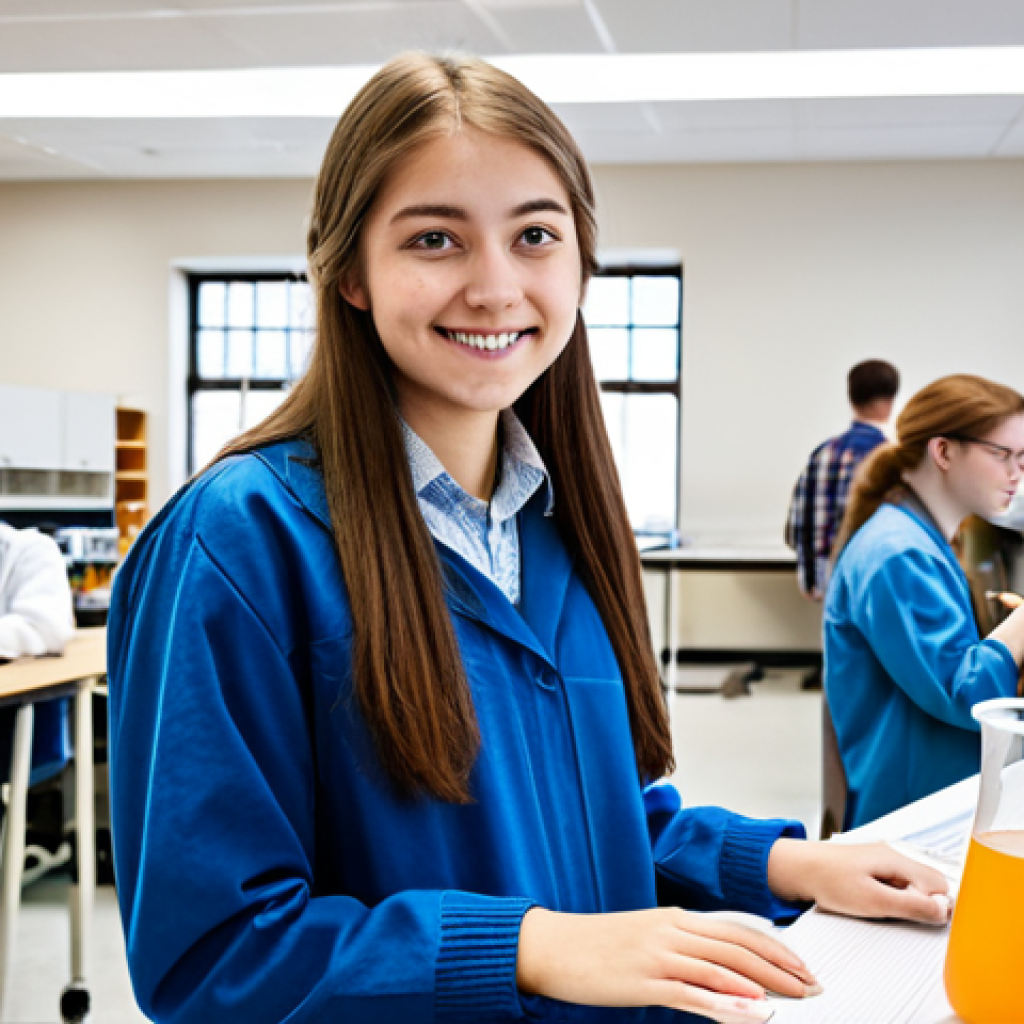 Research Opportunity**

A bright-eyed college freshman, fully clothed in casual academic attire, volunteering in a bustling university materials science lab, surrounded by equipment and senior researchers. Beakers, computers, and scientific posters are visible in the background. Focused and engaged expression. Safe for work, appropriate content, professional, perfect anatomy, correct proportions, well-formed hands, natural pose, fully clothed, modest clothing, family-friendly.

**