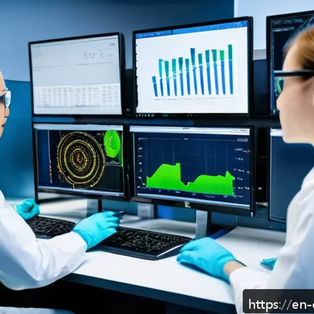 화학공학 진로에 대한 팁 - A modern chemical engineering laboratory featuring diverse digital tools such as large computer scre...