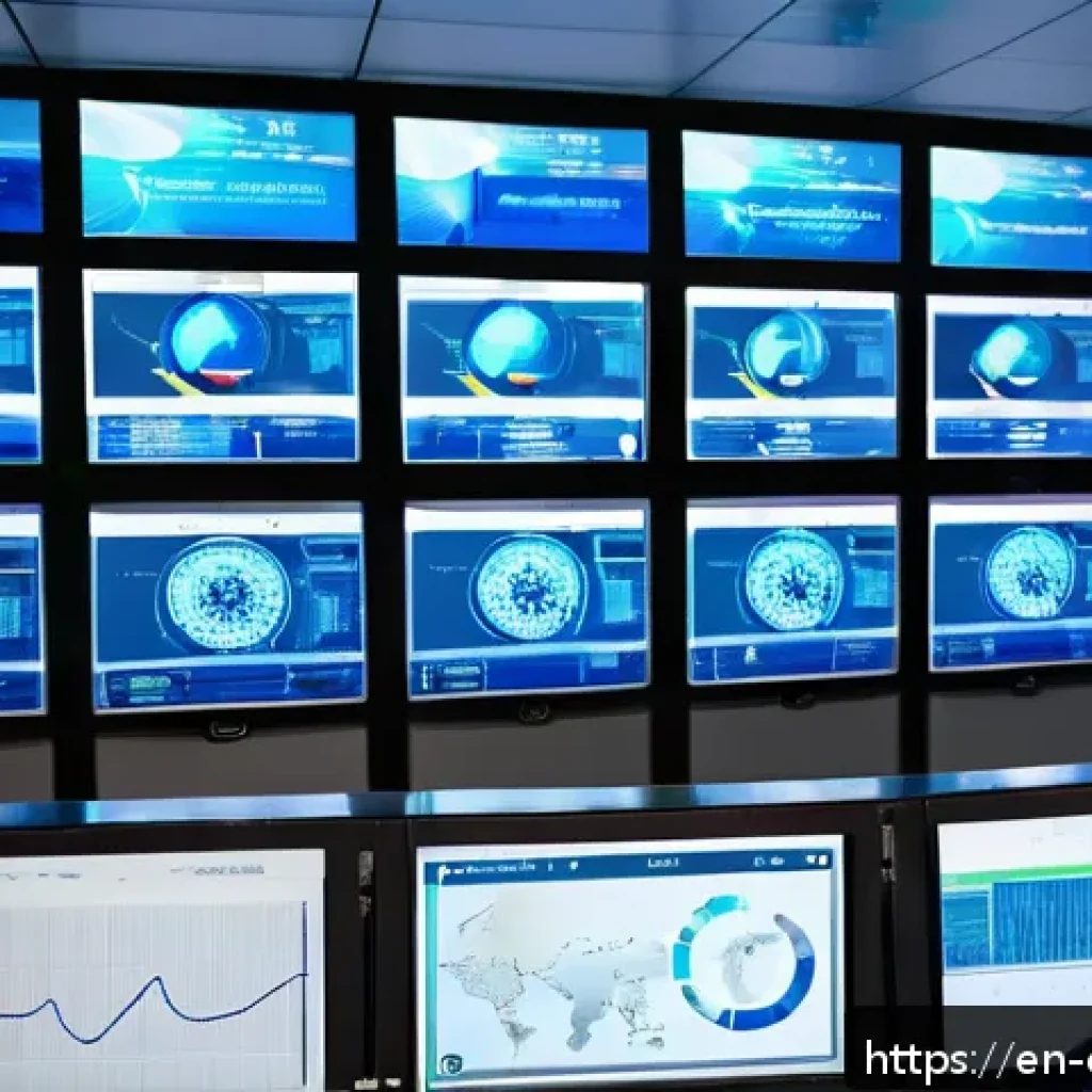 화학공학 환경 규제 준수 - A modern chemical engineering control room featuring multiple large digital screens displaying real-...