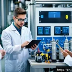 화학공학 현장 경험 중요성 - A diverse group of young chemical engineering students wearing safety glasses and lab coats working ...